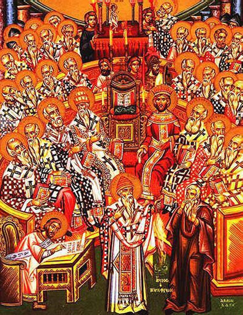アタナシオス派 第一ニカイア公会議（第一全地公会）を画いた正教会のイコン