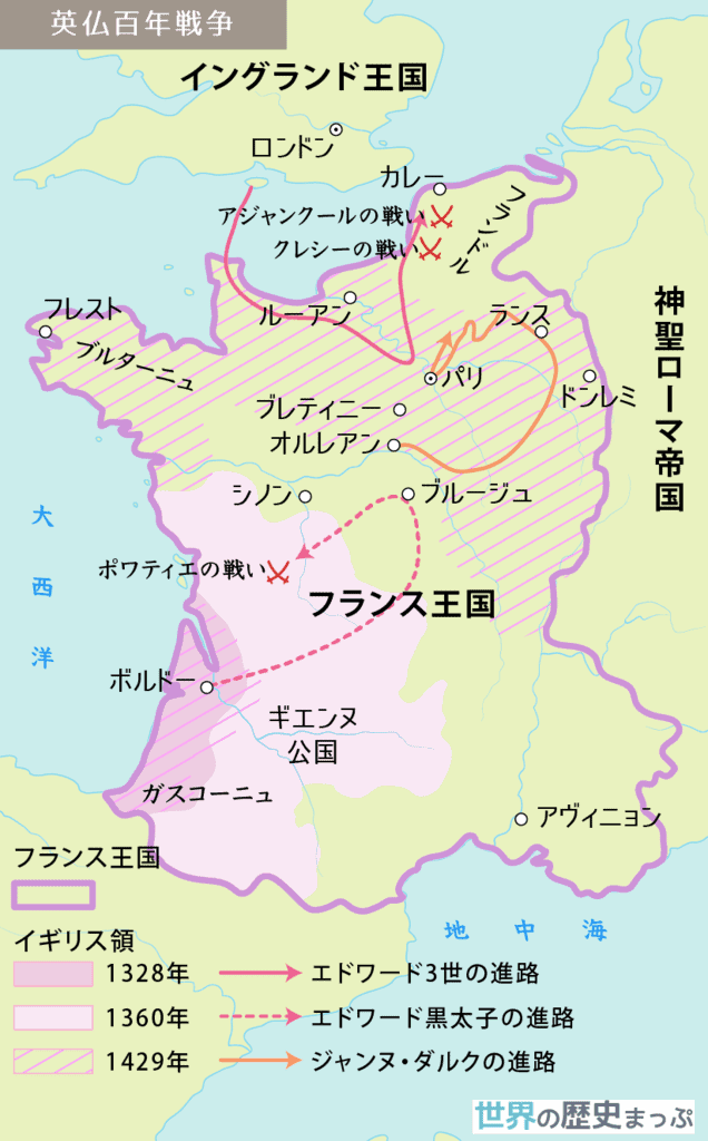 百年戦争地図 世界の歴史まっぷ